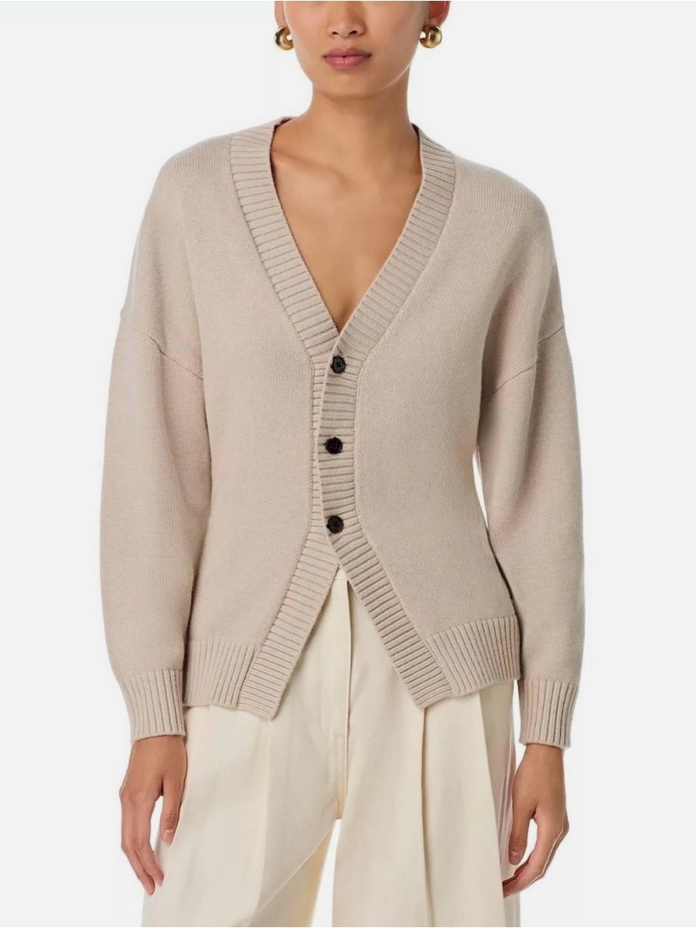 NWT Rails Philippa Cardigan Sweater Large Wool/Cotton Blend Taupe Current Season